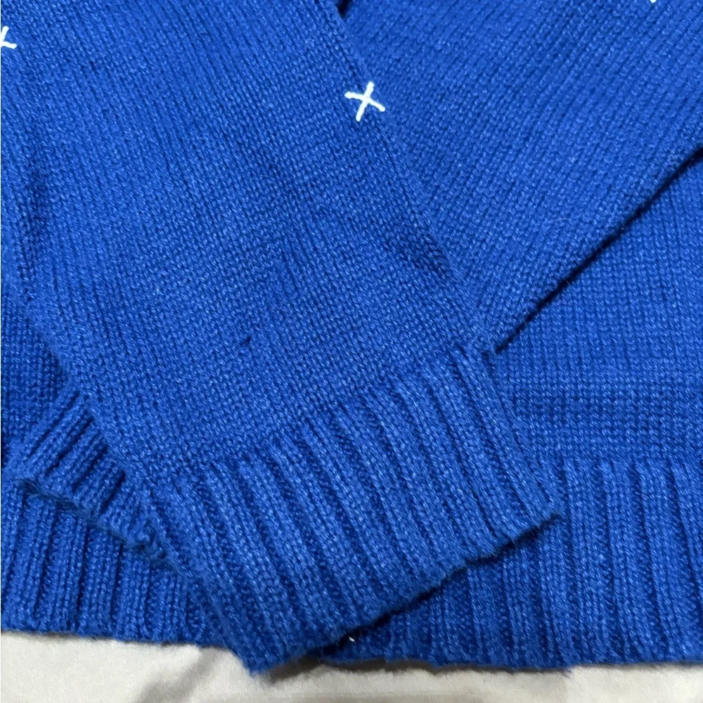 Vintage Crystal Kobe Blue Snowman Christmas Sweater Zip Holiday Cardigan Medium